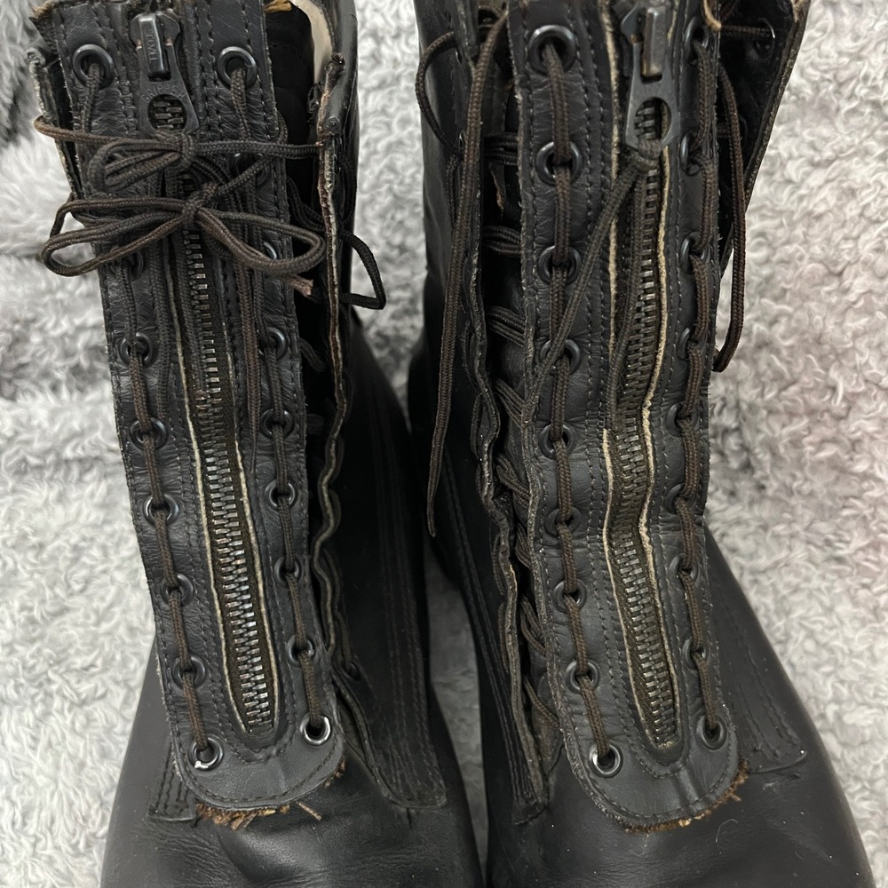 Addison Shoe Co Combat Boots Mens 9.5 E Black Leather Military Vintage 1981 - Picture 10 of 12